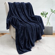 Pavilia Super Soft Fleece Throw Blanket Navy Blue, Luxury Fuzzy Plush, 50X60 - £25.25 GBP