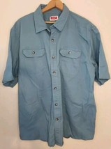 Wrangler Shirt Mens XL Blue Teal Button Front Western Short Sleeve Cotton - £11.68 GBP