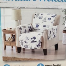 Furniture Protector Reversible Cover Armchair White Blue Beach 75&quot; x 65&quot;... - £21.01 GBP