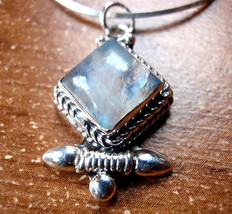 Rainbow Moonstone Pendant Tribal Style 925 Sterling Silver Cabochon New - £12.20 GBP