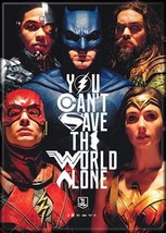 DC Comics Justice League Movie Group Can&#39;t Save World Alone Refrigerator Magnet - £3.18 GBP
