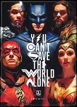 DC Comics Justice League Movie Group Can&#39;t Save World Alone Refrigerator Magnet - £3.15 GBP