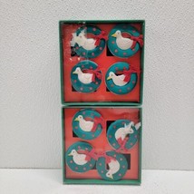 Vintage Christmas Wreath Goose Holiday Napkin Holders Rings Set Of 8 Vintage - £22.12 GBP