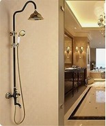 Black & Gold Brass Bathroom Wall Mount Exposed Vertical Shower  - $148.49