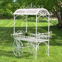 Large Metal Commercial Flower Cart Display with Roof Tusheti (Antique Br... - $1,499.95