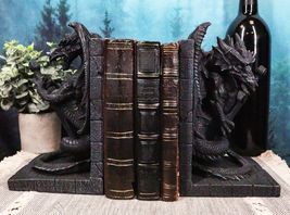 Gothic Excalibur Sword Guardian Dragon Bookend Set of Two Figurine Faux ... - $48.99