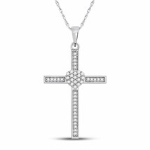 10kt White Gold Womens Round Diamond Heart Cross Pendant 1/5 Cttw - £141.98 GBP