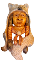 Vtg Carved Wood Spirit Sculpture Wall Folk Art Native American Indian Bust - £87.23 GBP