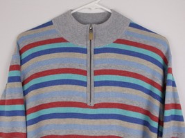 Peter Millar Sweater 1/4 Zip Pullover Men&#39;s Sz Medium Pima Cotton Blend Striped - £24.57 GBP