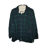 L.L. Bean Womens 1X Shacket Green Jacket Shirt Fleece Sherpa Lined Flann... - $50.54 CAD