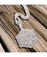 14K White Gold Over 2.Ct Hip Diamond Snowflake Iced Pendant Hop Out Neck... - $217.96 CAD