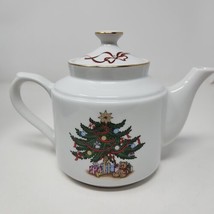 Vtg Kashima Japan Christmas Tree Holly Fine Porcelain China Holiday Teapot - $10.63