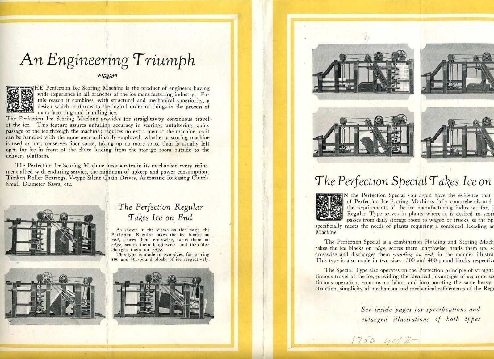 Perfection Ice Scoring Machines Brochure for the 1924 Models Waco Texas