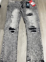7 Souls New York Denim Jeans 38x30 Grey Acid Wash Distressed Grudge Skat... - $9.89