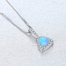 Simple Triangle Opal Necklace S925 Zircon Inset Opal Women&#39;s Necklace Accessorie - £14.46 GBP