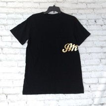 JM ltd Mens T Shirt Medium Black Short Sleeve Pocket Tee Gold Lettering - $17.99