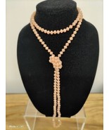 Vtg Aurora Borealis Long Pastel Peach Glass Rope Necklace Beaded Flapper... - £20.25 GBP