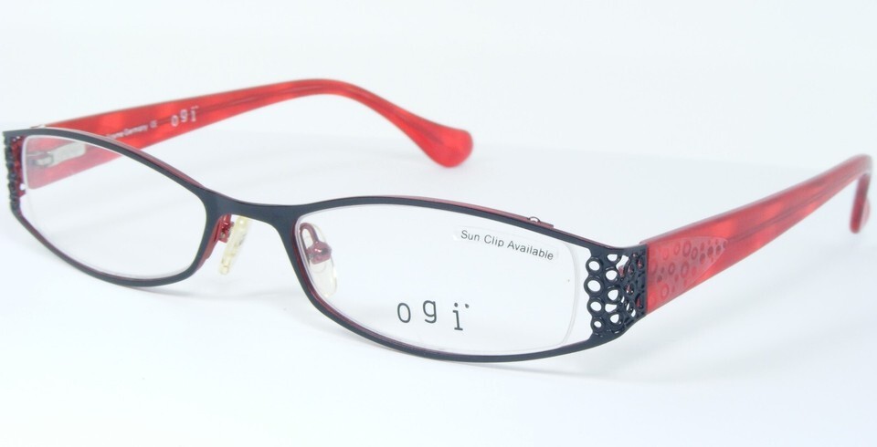 OGI 9052 610 METALLIC BLACK /RED UNIQUE EYEGLASSES GLASSES FRAME 50-18-1... - $97.44