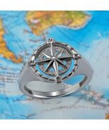 Sterling Silver Compass Ring for Women Polished North Star Compass Rose Signet - $39.99