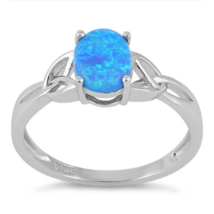 Blue Opal Stone Ring Size 8 Solid 925 Sterling Silver with Ring Box - $24.64