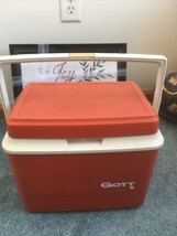 Vintage Gott 8 Quart Cooler RED White Ice Chest LUNCH WORK CAMPING MODEL... - $24.81