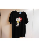 Snoopy Woodstock Christmas Black 100% Cotton T-Shirt Small Size Unisex NWT - $308.79 MXN
