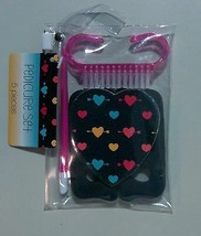 Black And Pink Glittery Heart Five Piece Pedicure Set  - £3.06 GBP
