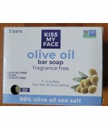 Kiss My Face Olive Oil Fragrance Free Bar Soap 3 Bars 4oz Bars 86% Olive... - $33.94 CAD