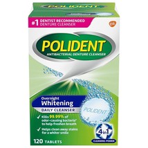 Polident Overnight Whitening Denture Cleanser Tablets - 120 Count - £9.33 GBP
