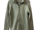 LL Bean Womens Size M Full Zip Mint Green Cotton Cardigan Sweater Irregular - $38.02