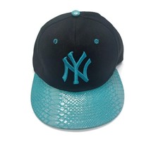 New York Yankees Faux Snake Bill Snapback Hat Cap Turquoise Black Youth One Size - £16.19 GBP