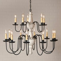 Harrison 15-Arm Two Tier Wood Chandelier Vintage White Primitive Light Country - £638.70 GBP
