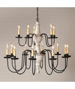 Harrison 15-Arm Two Tier Wood Chandelier Vintage White Primitive Light Country - £629.36 GBP