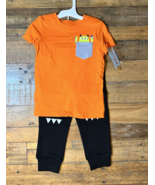 Cat &amp; Jack Boys Halloween Monster Pocket Top &amp; Bottom Set, 4T - New! - £7.95 GBP