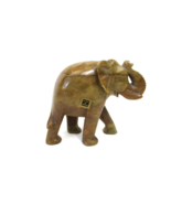 Vintage Hand Carved Natural Brown Stone Elephant Figurine Statuette Indi... - £15.50 GBP