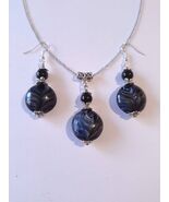 Murano black silver jewelry set Boho Murano handmade glass jewelry set e... - €45,13 EUR