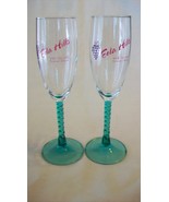 Pair of Green Spiral Stem Wine Glasses from Eola Hills Wine Cellar of Or... - £31.60 GBP