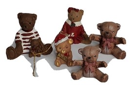 Teddy Bear Figurines Ceramic Resin 1.5-2.25 inches 5 Piece Lot Assorted ... - $4.80