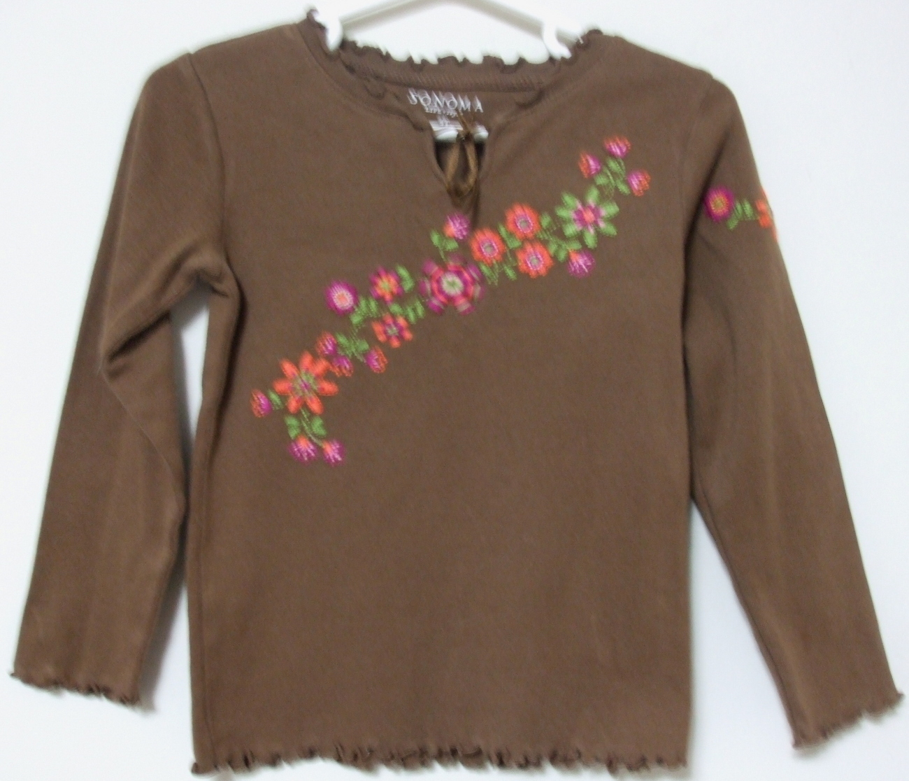 Toddler Girls Sonoma Brown Long Sleeve Cotton Top Size 4T - £3.96 GBP