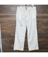 Woman Within White Pants Size 12 Tall Straight Summery Beach 100% Cotton... - $420.59 MXN