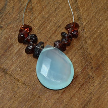 Aqua Blue Onyx Faceted Pear Garnet Bead Briolette Natural Loose Gemstone... - $6.79