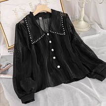 2022 New Fashion  Out Peter Pan Collar Tops Spring Elegant  Blouses Women Office - £56.49 GBP