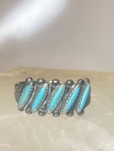 Zuni ring size 5.50 turquoise band petite point pinky sterling silver - £68.81 GBP