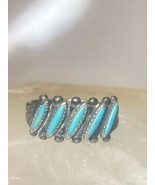 Zuni ring size 5.50 turquoise band petite point pinky sterling silver - £69.30 GBP