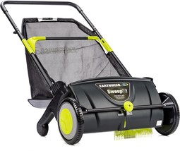 Earthwise Leaf &amp; Grass Push Lawn Sweeper, LSW70021 21-Inch Width, Black - £56.38 GBP