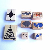 Lot of 8 Mounted Rubber Stamps Educational Home School Arts/Crafts Reward Stamp - £3.15 GBP