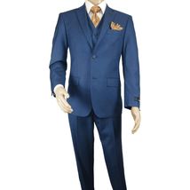 Mens Vitali Three Piece Suit Vested Sharkskin Sheen M3090 Royal blue Regular fit image 2