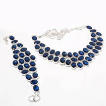 Iolite Oval Shape Handmade Fashion Ethnic Gifted Necklace Set Jewelry SA... - £21.57 GBP