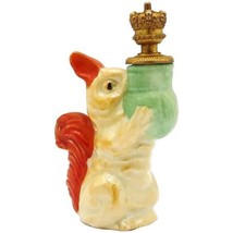 Vintage Luster Squirrel with Planter German Crown Top Empty Perfume Bottle - $65.00