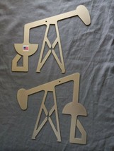 Set Of 2 Laser Cut Steel Oil Pump Jack Ornament Natural Steel Silver - $49.50